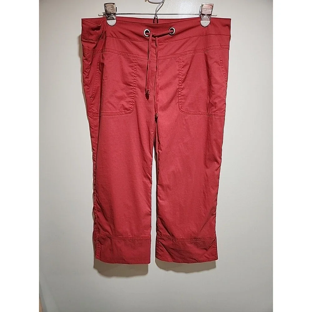 Prana Cropped Drawstring Pants in Brick Red - Picture 1 of 14
